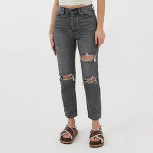 Urban Outfitters | BDG Slim Straight Distressed Washed Black Jeans